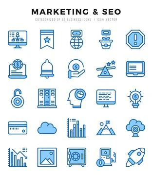 Vector Marketing &amp; SEO types icon set in Two Color style. vector illustration イラスト素材