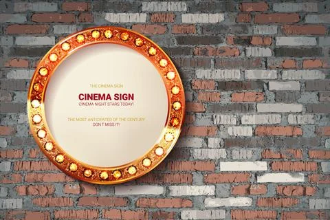 Vector Marquee light circle board sign Stock Illustration