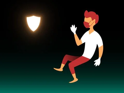 Vector mask and gloves in gradient style. Editable illustration Illustrazione stock