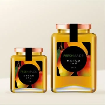 Vector Mason Jar or Jam Bottle Metallic Screw Cap Glass Bottle Packaging Stock Illustration