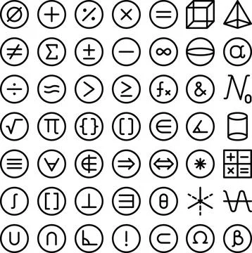 Vector of Math Symbol Icon Set. Perfect for user interface, new application. Stock Illustration