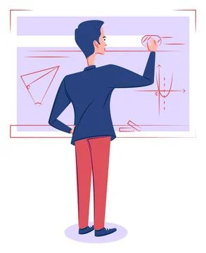 Vector math teacher in shadow of sharp lines style Stock Illustration