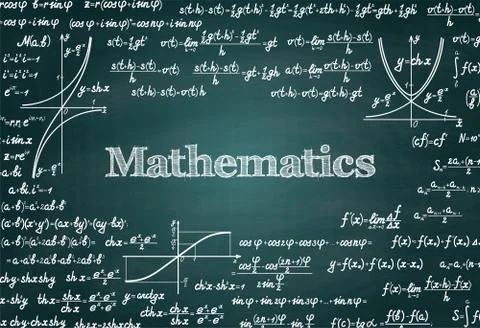 Vector mathematical green chalkboard background Illustrazione stock