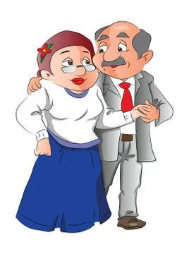 Vector of mature couple looking at each other. Stockillustratie