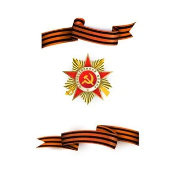 Vector May 9 Victory day george ribbons, medal set Stock Illustration