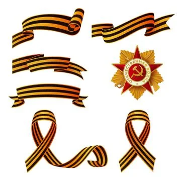 Vector May 9 Victory day george ribbons, medal set 스톡 일러스트