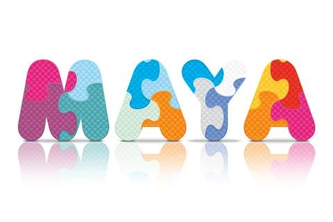 Vector maya written with alphabet puzzle Stock Illustration