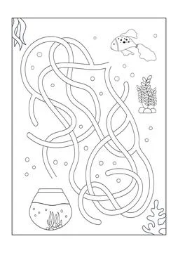 Vector maze coloring book isolated on white background Stock Illustration