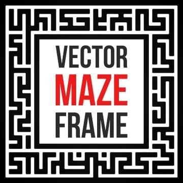 Vector Maze Frame. Vintage Maze Border Illustrazione stock