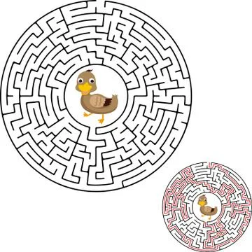 Vector Maze, Labyrinth education Game for Children with Ducks. Stock Illustration