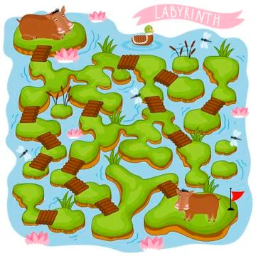 Vector Maze, Logic Game for Kids Stock Illustration