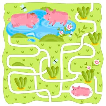 Vector Maze, Logic Game for Kids Stock Illustration
