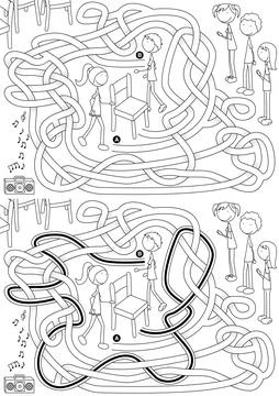 Vector maze puzzle illustration for children Stock Illustration