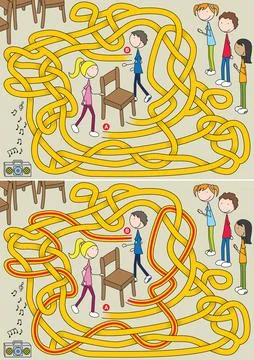 Vector maze puzzle illustration for children Stock Illustration