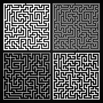 Vector Maze Set. Labyrinth with Entry and Exit. 스톡 일러스트