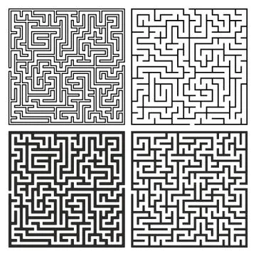 Vector Maze Set. Labyrinth with Entry and Exit. Stock Illustration