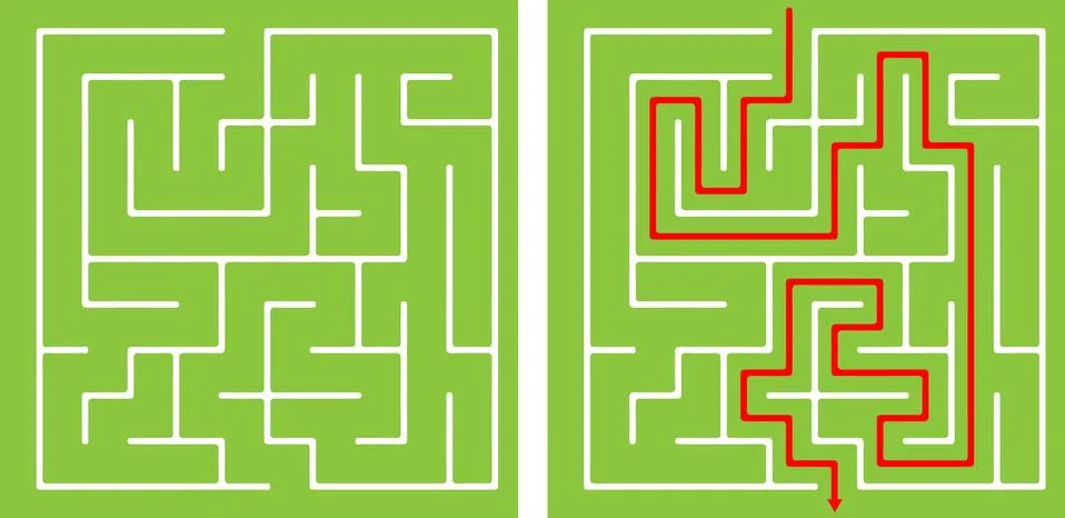Vector Maze templates. Circle and square labyrinth Stock Illustration