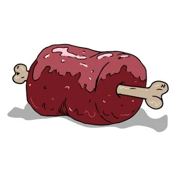 Vector of meat on bone. Grilled meat on the bone. Cooked meat. Fragrant fried Stock Illustration