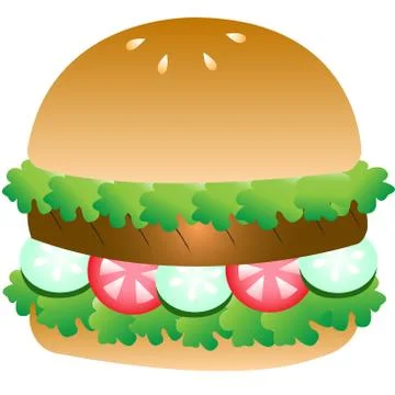 Vector Meat grill and Vegetable Hamburger Stock Illustration