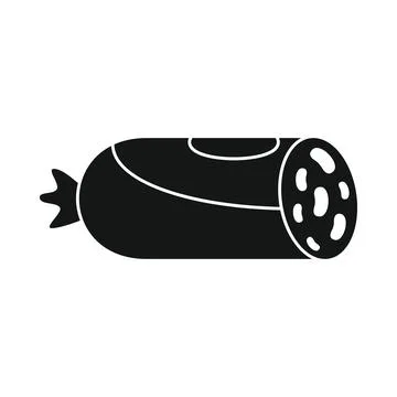 Vector meat sausage black simple icon isolated on white Illustrazione stock