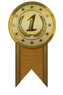 Vector medal - first place with ribbon Stock Illustration