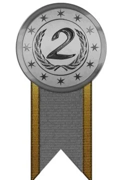 Vector medal - second place with ribbon Stock Illustration