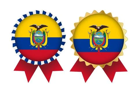 Vector Medal Set Designs of Ecuador Template Stock Illustration