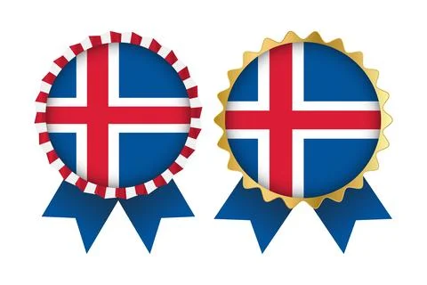 Vector Medal Set Designs of Iceland Template Stock Illustration