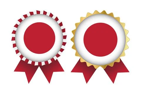 Vector Medal Set Designs of Japan Template Stock Illustration