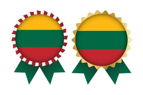 Vector Medal Set Designs of Lithuania Template Stock Illustration