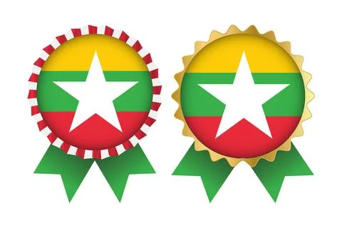 Vector Medal Set Designs of Myanmar Template Stock Illustration