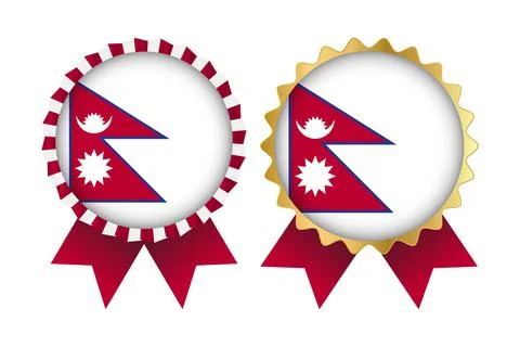Vector Medal Set Designs of Nepal Template Stock Illustration