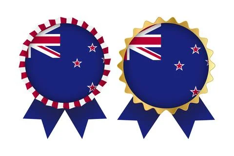 Vector Medal Set Designs of New Zealand Template Stock Illustration