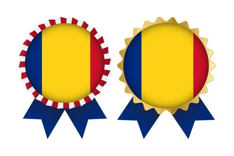 Vector Medal Set Designs of Romania Template Stock Illustration