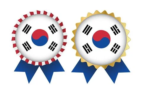 Vector Medal Set Designs of South Korea Template Stock Illustration