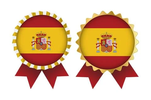 Vector Medal Set Designs of Spain Template Stock Illustration