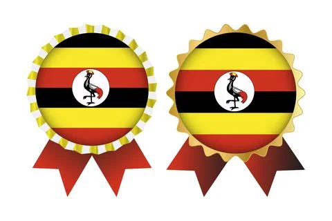 Vector Medal Set Designs of Uganda Template Stock Illustration