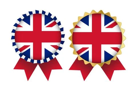 Vector Medal Set Designs of United Kingdom Template Stock Illustration