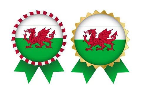 Vector Medal Set Designs of Wales Template Stock Illustration