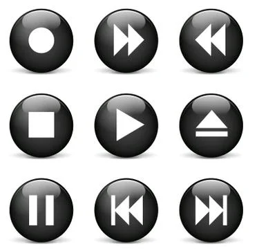 Vector media player icons Stock Illustration