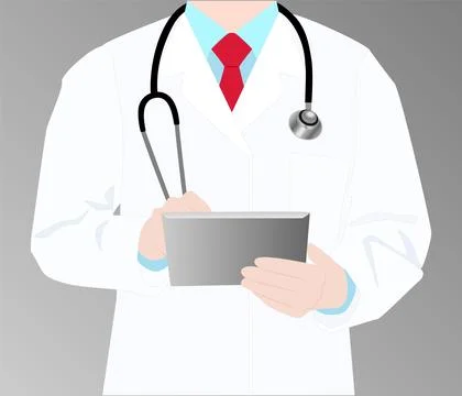 Vector medical background. Screen Image Doctor in white coat with stethoscope Stock Illustration