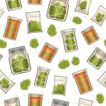 Vector Medical Cannabis Seamless Pattern Stock Illustration