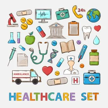 Vector Medical doddle set Stock Illustration
