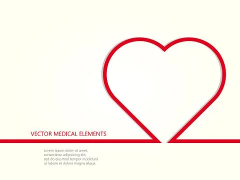 Vector medical elements with line heart Illustrazione stock