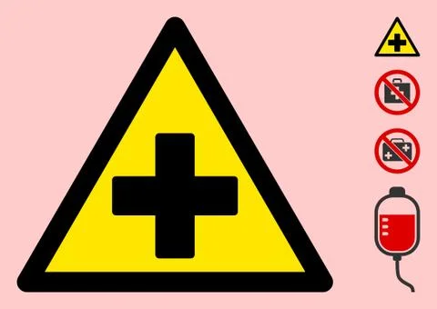 Vector Medical Help Warning Triangle Sign Icon Illustrazione stock