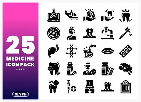 Vector medical icon set with graphic elements Stock Illustration