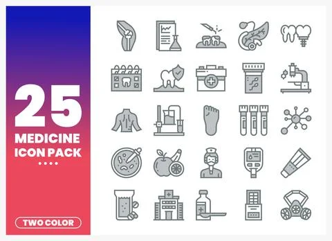 Vector medical icons pack with elements. 库存插图