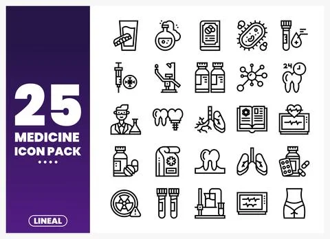 Vector medicine icons in a pack Stock Illustration