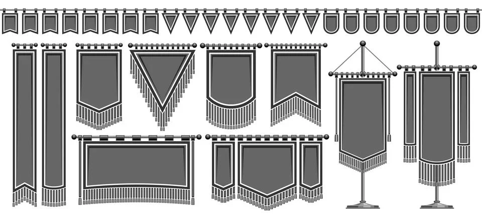 Vector Medieval Flag Set 스톡 일러스트