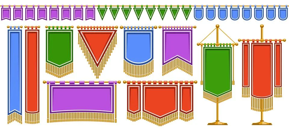 Vector Medieval Flag Set 스톡 일러스트